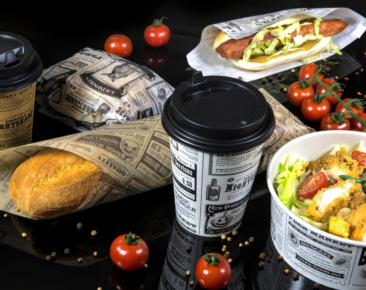 Одноразовая посуда и упаковка в типовых дизайнах