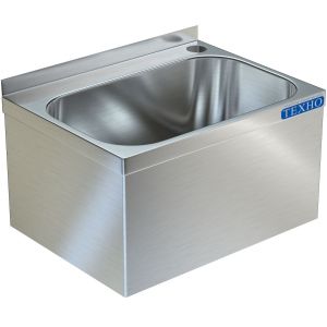 Рукомойник настенный,  400х400х400мм, 1 мойка 300х240х150мм цельнотян., 3 борта H300мм, нерж.сталь 304, бедренный привод, отверстие для смесителя Техно-ТТ 108944