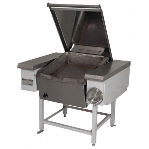 Сковорода опрокидывающаяся, электрическая, напольная,  75л, опрокидывание ручное, корпус нерж.сталь+оцинк.сталь, дно чугун Проммаш 180043